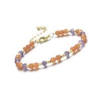 DEJIN 4MM Natural Stone Moonstone Rose Quartz Carnelian Rhodonite And Amethyst Beads Bracelet For Women