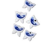 DEJIN 5pcs Blue And White Porcelain Bowknot Ceramic Beads Hand Painted Fish Pattern Large Hole DIY Vintage Jewelry Making Charms