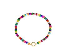 DEJIN 6 * 10mm Oversized Rainbow Natural Stone Beaded Bracelets Handmade Semi-precious Stone Stretchy Bangle For Women,Necklace