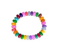 DEJIN 6 * 10mm Oversized Rainbow Natural Stone Beaded Bracelets Handmade Semi-precious Stone Stretchy Bangle For Women,bracelet