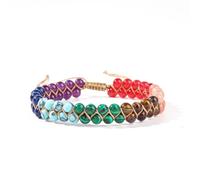 DEJIN 7 Chakra Natural Crystal Stone Braided Alet For Women, Adjustable Woven Rope Multicolor Healing Stone Summer Beach Ale Bracelet Good Luck Jewelry Gift