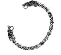 DEJIN Adjustable Alloy Viking-Wolf Fenrir Norse Torc Cuff Bangle For Men | Antique-silver-plated Scandinavian mythology jewelry, meaningful birthday gift for husband boyfriend friends.