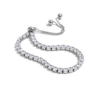 DEJIN Bling Cubic Zirconia Adjustable Pulled Out Fashion Bracelet Bangle Shiny Waterproof PVD Luxury Wrist Jewelry Women Gift
