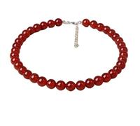DEJIN Carnelian Necklace 6mm 8mm 10mm Red Round Natural Stone Beaded Handmade Red Gift Vacation Decor,10mm