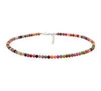 DEJIN Colorful Tourmaline Beaded Necklace Summer Boho Style Natural Stone Round Beads Handmade Mother's Day Gift,4mm Beads