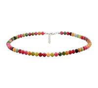 DEJIN Colorful Tourmaline Beaded Necklace Summer Boho Style Natural Stone Round Beads Handmade Mother's Day Gift,6mm Beads