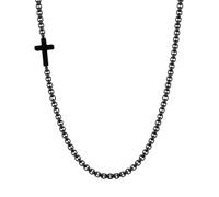 DEJIN Cross Necklaces For Men,Sideways Stainless Steel Square Box Chain Collar,black,48cm