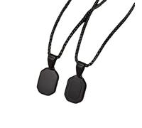 DEJIN Custom Initial Geometric Necklaces For Men, Stainless Steel Square Rectangle Pendant, A-Z Letter Collar Gifts For Him,BLACK-S,60CM