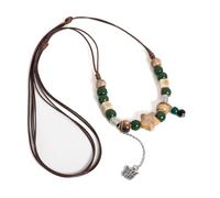 DEJIN Handmade Ceramic Beaded Necklace Adjustable Vintage Tribal Amber Butterfly Tassel Pendant Long For Women