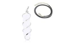 DEJIN Hexagonal Pendent Neckalce Natural Stone Quartz Lapis Opal Amethyst Pink Crystal Stone Hexagonal Column Pendant Only ,Clear Quartz