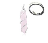 DEJIN Hexagonal Pendent Neckalce Natural Stone Quartz Lapis Opal Amethyst Pink Crystal Stone Hexagonal Column Pendant Only ,Rose Quartz