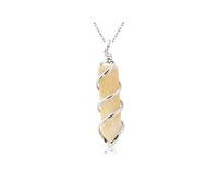 DEJIN Hexagonal Pendent Neckalce Natural Stone Quartz Lapis Opal Amethyst Pink Crystal Stone Hexagonal Column Pendant Only ,yellow Jade-1
