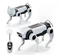 DEJIN Interactive STEM Smart Robot Dog, Electric Remote Control Rechargeable Dog, Solar Intelligent Robot Cat, DIY Assembly Quadruped Machine for Kids Age 8+ (Battery-Powered (with Remote Control))