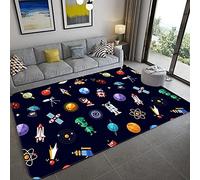 DEJIN Kids Rug Solar System Educational Play Mat Cartoon Space Universe Planet Carpet For Children Soft Flannel Boys Girl Room Playroom Bedroom Floor Pad(P2,60 * 90cm/1.97 * 2.95ft)