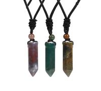 DEJIN Men Necklace Natural Stone Wolf Shark Tooth Pendant Amethyst Tiger Eye Crystal Black Obsidian Necklace For Women,1pc