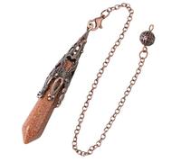 DEJIN Natural Crystal Pendulum Necklace GemStone Pendant Antique Bronze Quartz Divinatory Pendulums