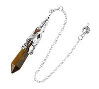DEJIN Natural Crystal Pendulum Necklace GemStone Pendant Antique Bronze Quartz Divinatory Pendulums