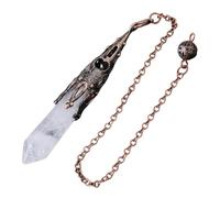 DEJIN Natural Crystal Pendulum Necklace GemStone Pendant Antique Bronze Quartz Divinatory Pendulums