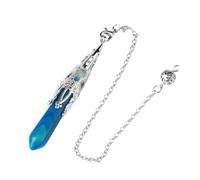 DEJIN Natural Crystal Pendulum Necklace GemStone Pendant Antique Bronze Quartz Divinatory Pendulums