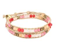 DEJIN Natural Stone Bohemian Wrap Bead Bracelet Lapis Lazuli 2 Strands Multilayer Leather Rope Woven Bangle For Women Men