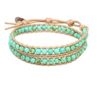 DEJIN Natural Stone Bohemian Wrap Bead Bracelet Lapis Lazuli 2 Strands Multilayer Leather Rope Woven Bangle For Women Men