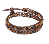 DEJIN Natural Stone Bohemian Wrap Bead Bracelet Lapis Lazuli 2 Strands Multilayer Leather Rope Woven Bangle For Women Men