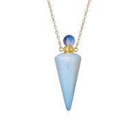 DEJIN Natural Stone Cone Perfume Bottle Necklace Healing Clear Quartz Crystal Pendant Essentials Oil Diffuser Vial Necklace