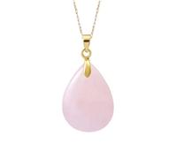 DEJIN Natural Stone Crystal Pendant Teardrop Necklace For Diy Necklace Earrings Making Friendship Gift For Men And Women,Gold-Rose Quartz