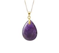 DEJIN Natural Stone Crystal Pendant Teardrop Necklace For Diy Necklace Earrings Making Friendship Gift For Men And Women,Gold-Amethyst