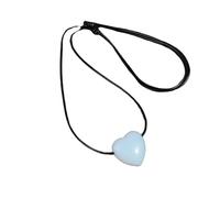 DEJIN Natural Stone Love Heart Necklace Amethysts Tiger Eye Pink Quartz Crystal Black Obsidian Pendant For Women,1pc-Opal