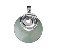 DEJIN Natural Stone Pendants For Necklaces Hollow Round Spiral Purple Pink Crystal Sodalite Tiger Eye Aventurine Opal