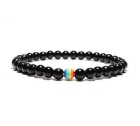 DEJIN Obsidian Bead Bracelet, Natural 6/8/10mm Stone Strand For Men & Women Pride Casual,6mm