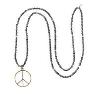 DEJIN Peace Sign Necklace Hippie Chic Frosted Crystal Beads Boho Love Pendant For Everyday Harmony