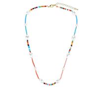 DEJIN Pearl Turquoise Necklace Set Boho Chic Stackable Strands For Women Delicate Layered Choker