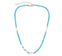 DEJIN Pearl Turquoise Necklace Set Boho Chic Stackable Strands For Women Delicate Layered Choker