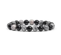 DEJIN Personality Type Psychology Natural Stone Bracelet White Quartz Hematite Obsidian Amethyst Bracelet Handmade