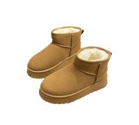 DEJIN Platform Snow Boots For Women Mini Boots Winter Faux Suede Ankle Boots With Fur Lined Outdoor Fuzzy Cozy Fashion Boots(Brown,7)