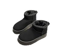 DEJIN Platform Snow Boots For Women Mini Boots Winter Faux Suede Ankle Boots With Fur Lined Outdoor Fuzzy Cozy Fashion Boots(Black,7)