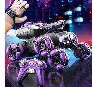 DEJIN Remote Control Six-Wheel Tank - Transformable for Battle, Gesture Sensing RC Stunt Tank, Remote Control Transform Hand Controlled Car, 360° Stunt Rotating Car Toy for Boys & Girls (Purple)