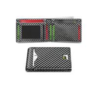 DEJIN Slim Wallet for Men with Money Clip & ID Window, Slim RFID Blocking Carbon Fiber Leather Wallet with up to 12 Credit Card Holder, Minimalist Bi-Fold Wallets for Men (Black)