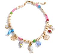 DEJIN Stainless Steel Resin Ceramic Shell Flower Sun Drop Statement Necklace Exquisite Fashion Charm Neck Jewelry