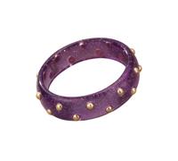 DEJIN Transparent Pi Glitter Resin Bangle With Gold Studs For Women, Sparkling Glitter Filled Acrylic Chuy Bracelet, Cute Personality Wrist Jewelry Gift