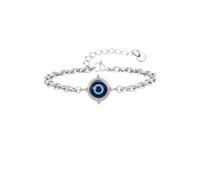 DEJIN Trendy Evil Eyes Link Bracelet For Men Stainless Steel Adjustable Chain Turkish Blue Eye Charm Bracelets