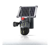 DEJIN Triple-Lens Solar 360° Dome Camera, Three-Screen Outdoor 360° Degree Pan & Tilt Surveillance, Waterproof & Security Camera Wireless Outdoor, 2-Way Audio, Color Night Vision (WiFi Version)