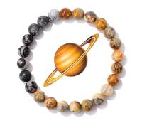 DEJIN Universe Galaxy Moon Sun Planets Bracelets For Women Natural Stone Solar System Bracelets Libra Virgo Leo For Couple,saturn