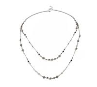 DEJIN Vintage Double Layered Flower Bead Chains Necklace Women Bohemian Ethnic Style Crystal Beaded Sweater Chain