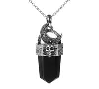 DEJIN Vintage Natural Stone Sword Necklace For Men Moon Pendant Healing Fluorite Labradorite Crystal Women Necklaces