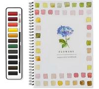 DEJIN Watercolor Book Set, Watercolor Workbook, 12 Color Watercolor Paint Workbooks Set with Paint Brush, Creative Exploration Painting Kit, Arts & Crafts Gift for Teens, Adults (Flowers)