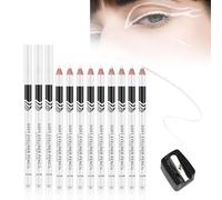 DEJIN White Eye Pencil - 12 Pcs, Eyeliner, Makeup Pencil - For Beginners & Professionals, With Sharpener