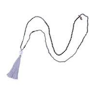 DEJIN Women Tassel Pearl Pendant Facet Crystal Beaded Long Statement Handmade Necklace